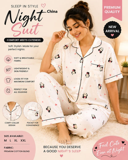 Print To Print 2207 China Cotton Collar Night Suits Manufacturer Gujarat