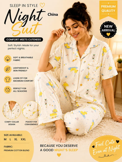 Print To Print 2207 China Cotton Collar Night Suits Manufacturer Gujarat