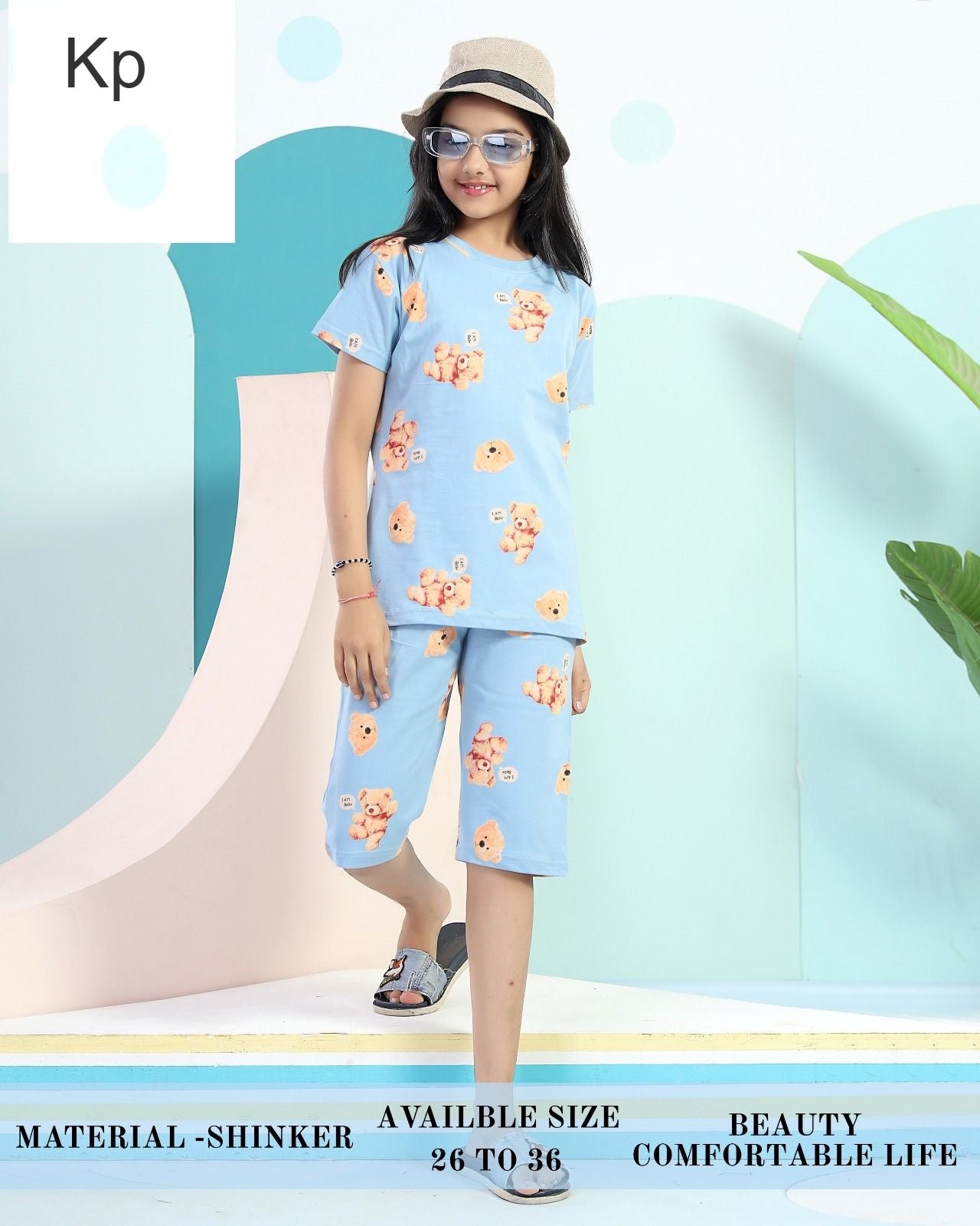 Print To Print 2509 Kp Sinker Girls Capri Night Suits Wholesaler