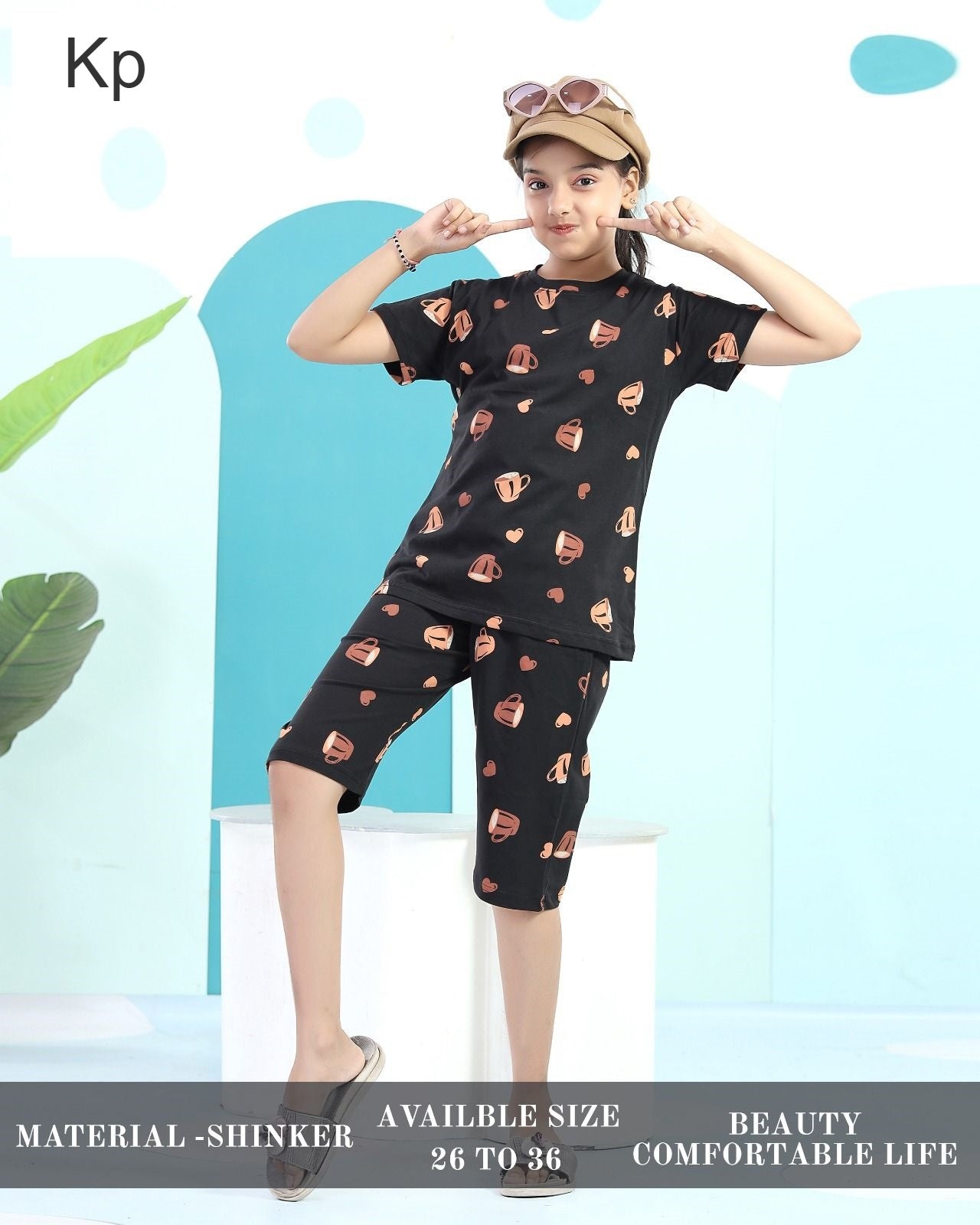 Print To Print 2509 Kp Sinker Girls Capri Night Suits Wholesaler