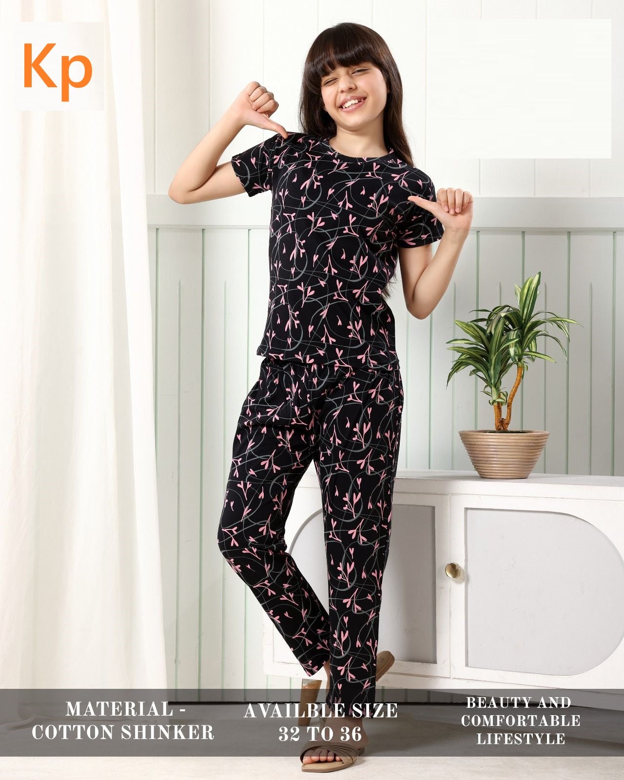 Print To Print 270626 Kp Cotton Girls Night Suits Supplier Ahmedabad