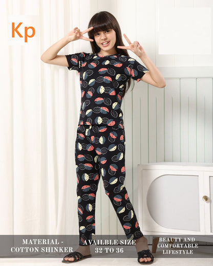 Print To Print 270626 Kp Cotton Girls Night Suits Supplier Ahmedabad