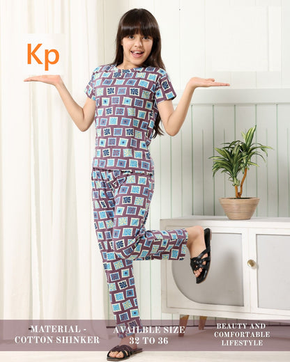 Print To Print 270626 Kp Cotton Girls Night Suits Supplier Ahmedabad