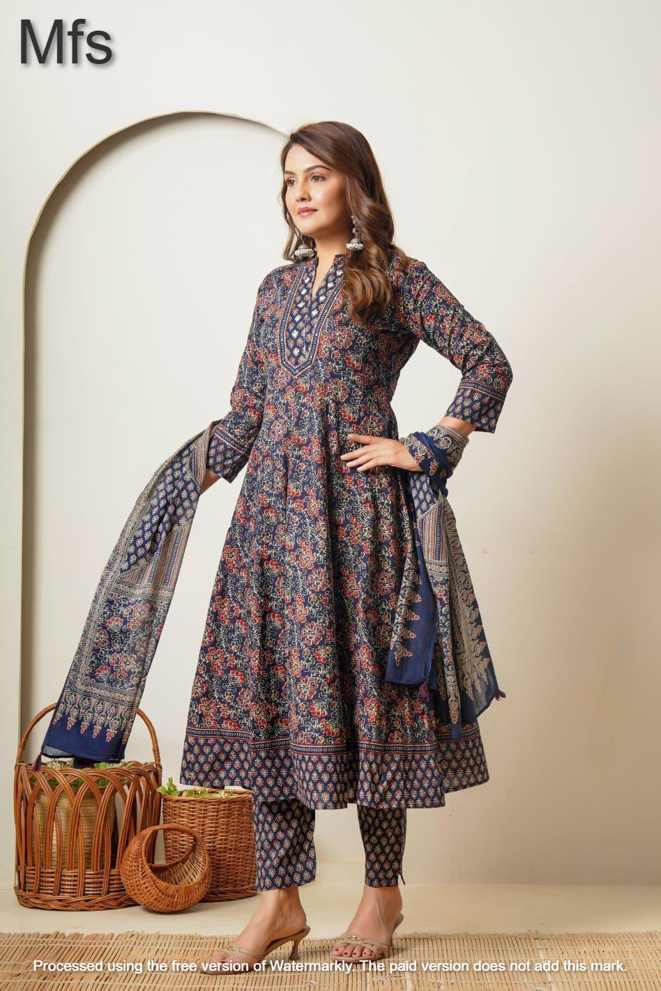 Print To Print 301025 Mfs Cotton Readymade Anarkali Suits Supplier Ahmedabad