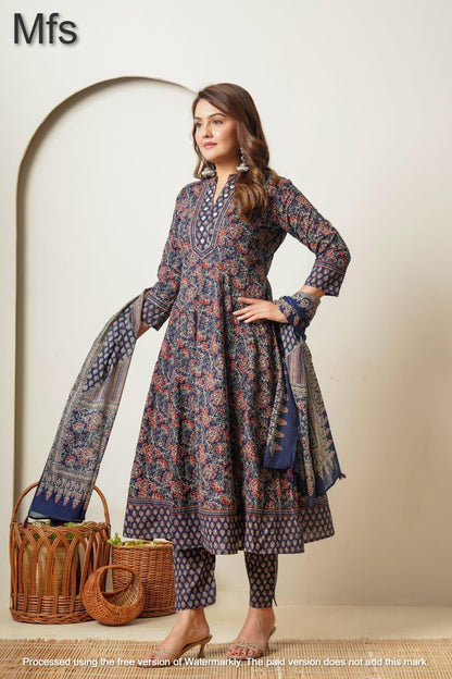Print To Print 301025 Mfs Cotton Readymade Anarkali Suits Supplier Ahmedabad