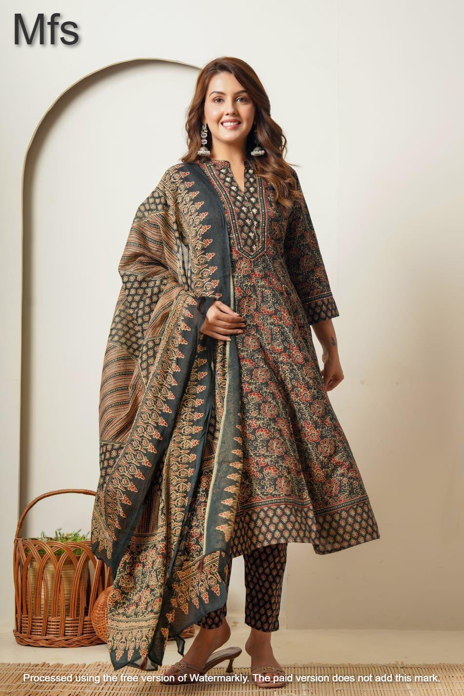 Print To Print 301025 Mfs Cotton Readymade Anarkali Suits Supplier Ahmedabad