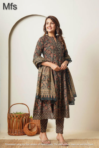 Print To Print 301025 Mfs Cotton Readymade Anarkali Suits Supplier Ahmedabad