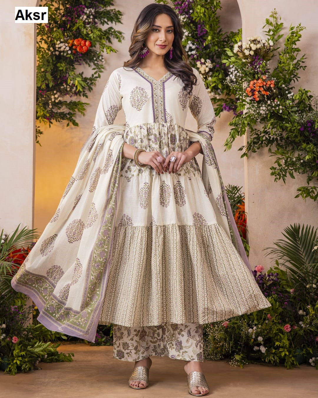 Print To Print Aksr Cambric Cotton Readymade Anarkali Suits Wholesale Price