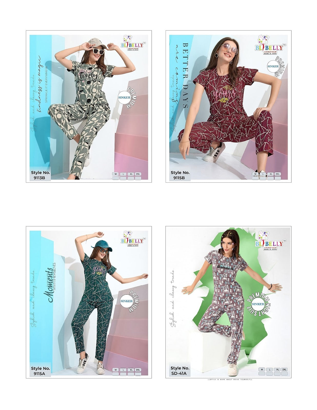 Print To Print Belly Sinker Pyjama Night Suits Wholesaler Gujarat