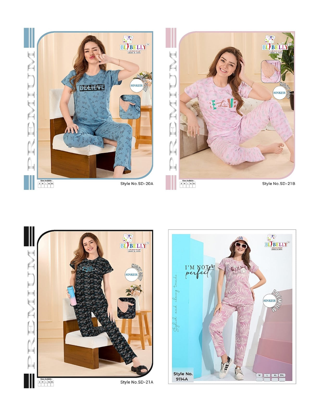 Print To Print Belly Sinker Pyjama Night Suits Wholesaler Gujarat
