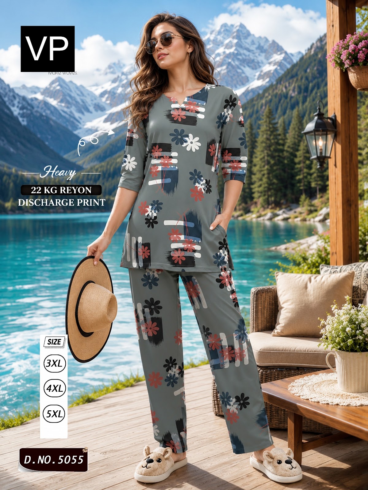Print To Print Dno 5055 Vp Rayon 22Kg Co Ord Set Wholesaler Gujarat