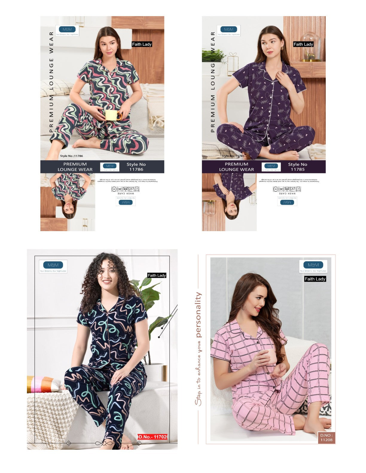 Print To Print Faith Lady Hosiery Collar Night Suits Supplier