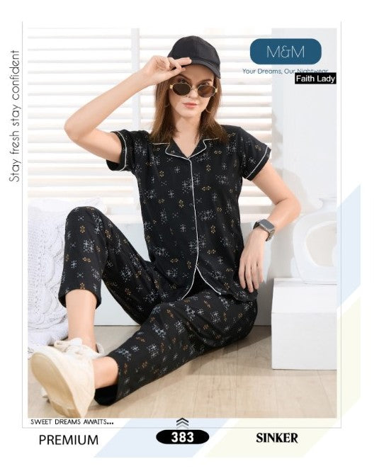 Print To Print Faith Lady Hosiery Collar Night Suits Supplier