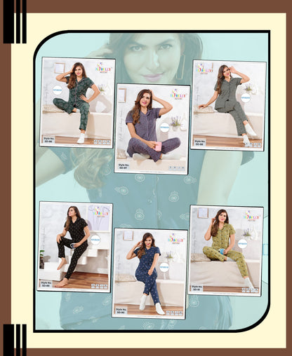 Print To Print Vol 678 Belly Sinker Collar Night Suits Exporter Ahmedabad