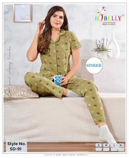 Print To Print Vol 678 Belly Sinker Collar Night Suits Exporter Ahmedabad