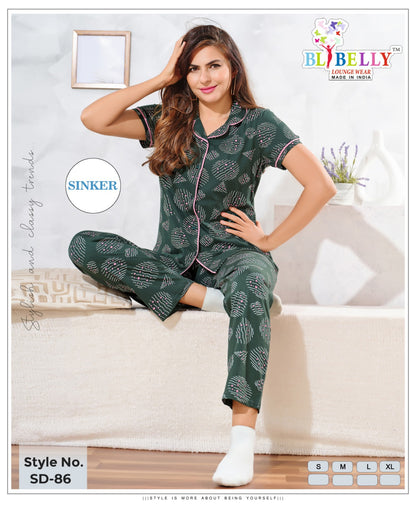 Print To Print Vol 678 Belly Sinker Collar Night Suits Exporter Ahmedabad