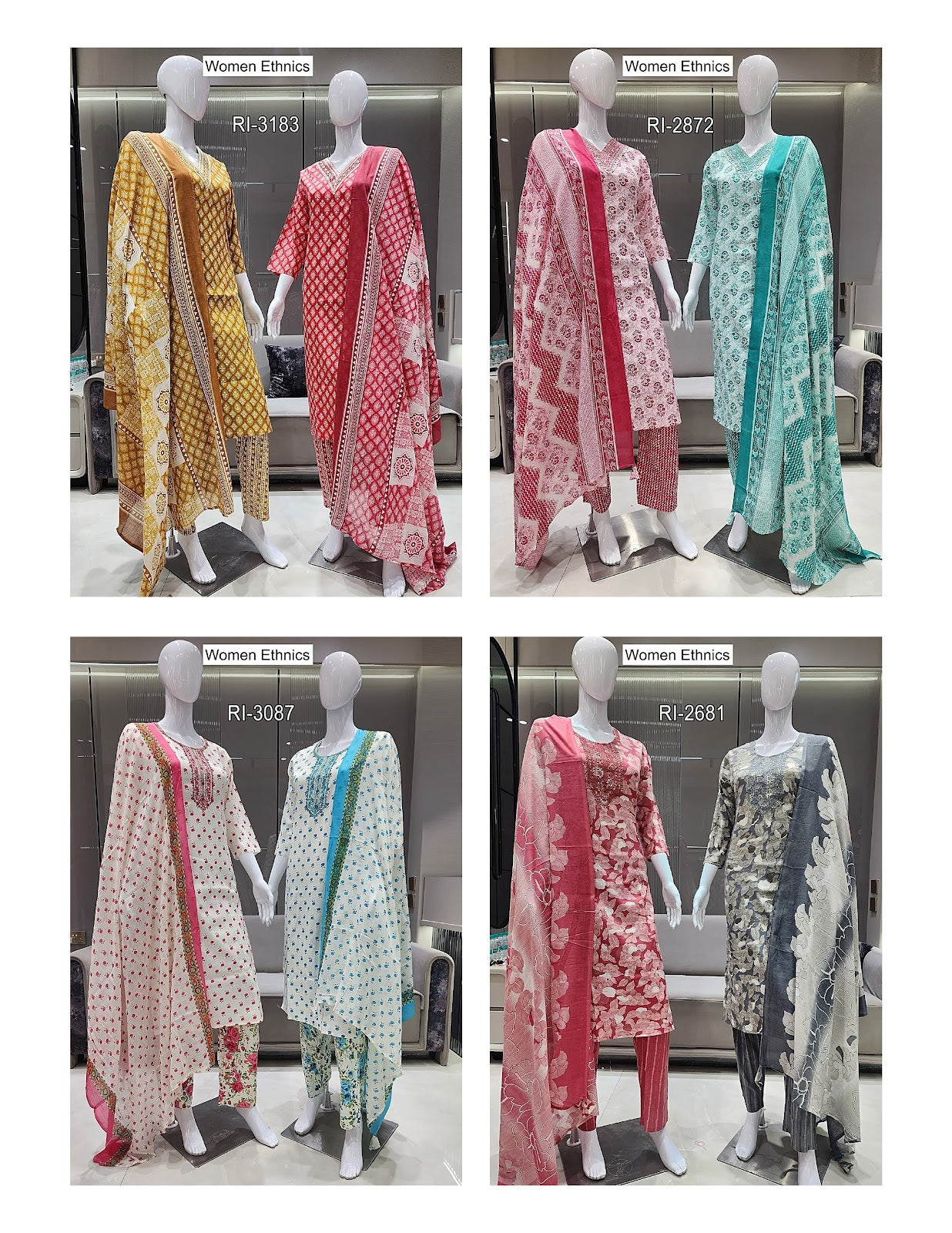 Print To Print Women Ethnics Readymade Cotton Pant Suits Supplier