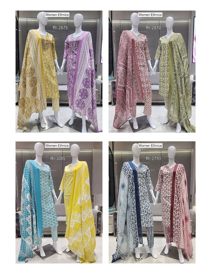 Print To Print Women Ethnics Readymade Cotton Pant Suits Supplier