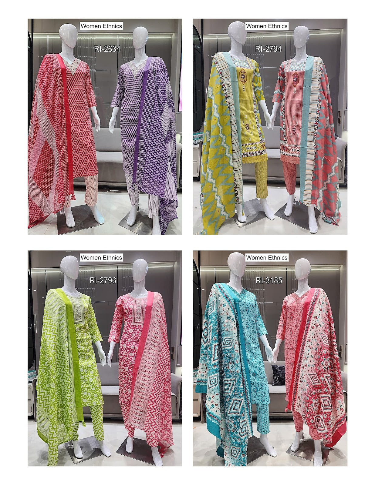 Print To Print Women Ethnics Readymade Cotton Pant Suits Supplier
