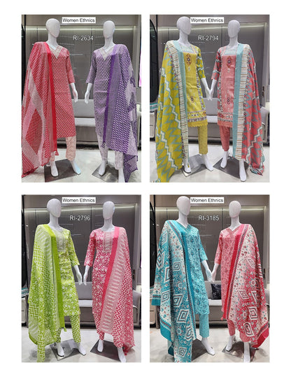 Print To Print Women Ethnics Readymade Cotton Pant Suits Supplier