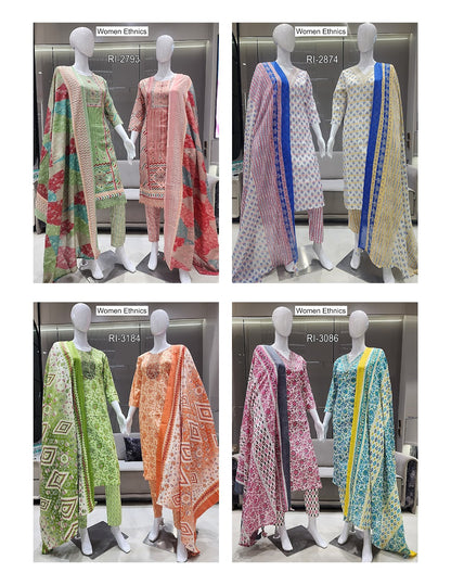 Print To Print Women Ethnics Readymade Cotton Pant Suits Supplier