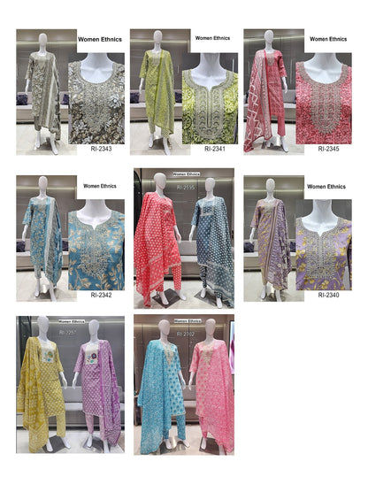 Print To Print Women Ethnics Cotton Readymade Pant Style Suits Wholesaler
