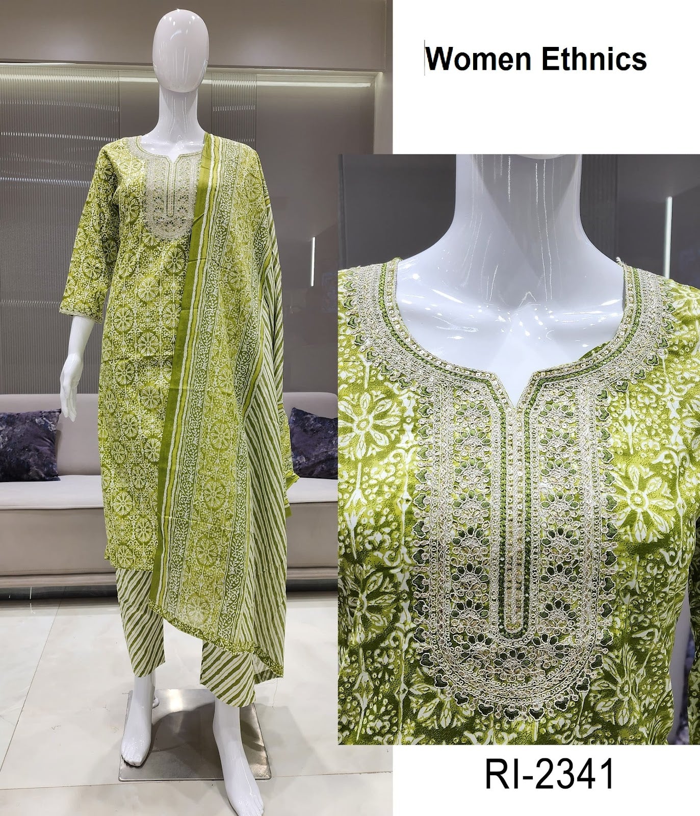 Print To Print Women Ethnics Cotton Readymade Pant Style Suits Wholesaler