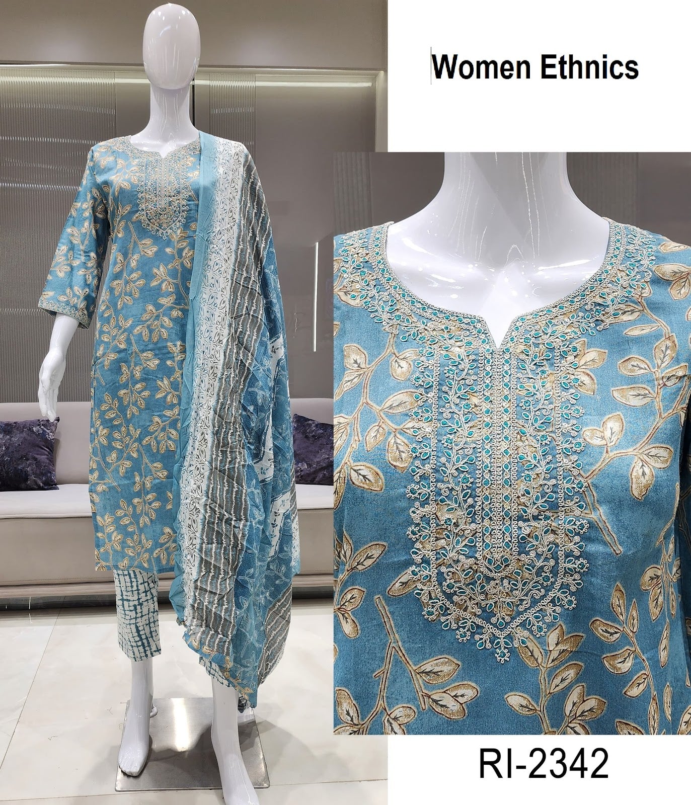 Print To Print Women Ethnics Cotton Readymade Pant Style Suits Wholesaler