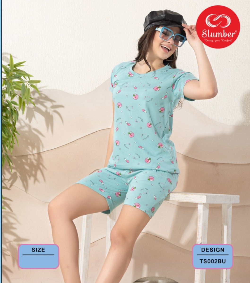 Print Ts002 Slumber Cotton Shorts Night Suits Wholesaler Gujarat