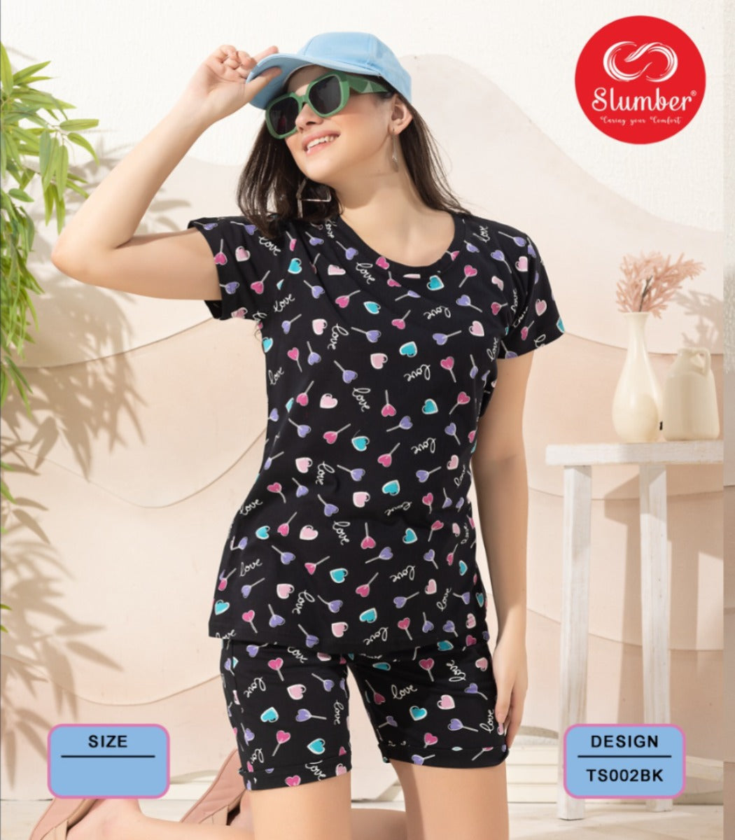 Print Ts002 Slumber Cotton Shorts Night Suits Wholesaler Gujarat