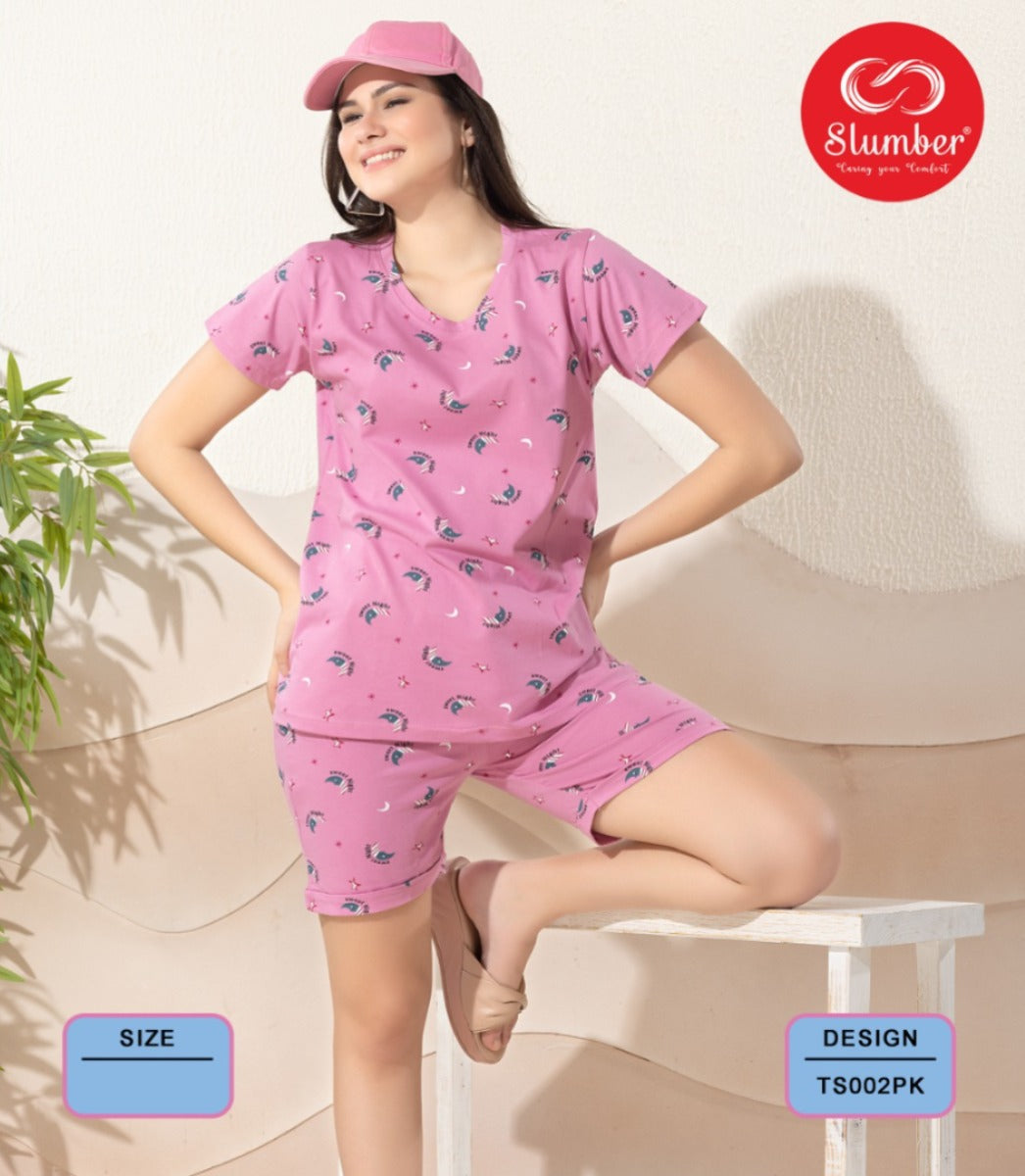 Print Ts002 Slumber Cotton Shorts Night Suits Wholesaler Gujarat