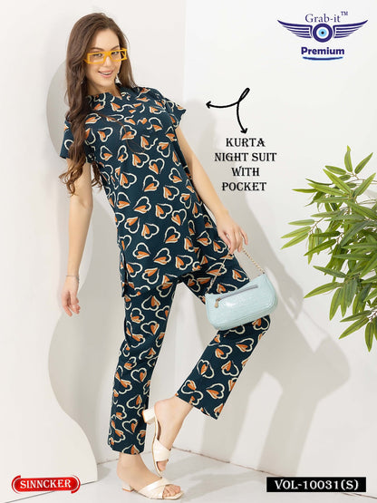 Print Vol 10031 S Grab It Sinker Kurta Night Suits Wholesale Price