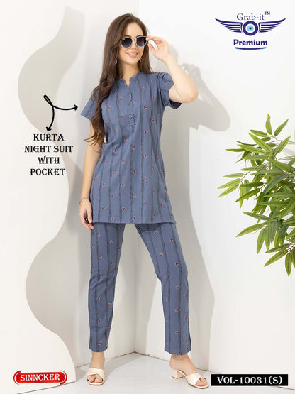 Print Vol 10031 S Grab It Sinker Kurta Night Suits Wholesale Price