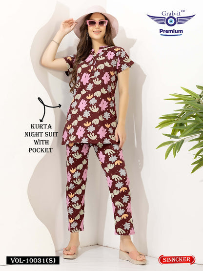 Print Vol 10031 S Grab It Sinker Kurta Night Suits Wholesale Price