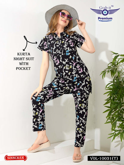 Print Vol 10031 T Grab It Sinker Kurta Night Suits Supplier Ahmedabad