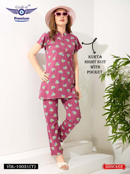 Print Vol 10031 T Grab It Sinker Kurta Night Suits Supplier Ahmedabad