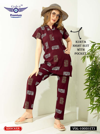 Print Vol 10031 T Grab It Sinker Kurta Night Suits Supplier Ahmedabad