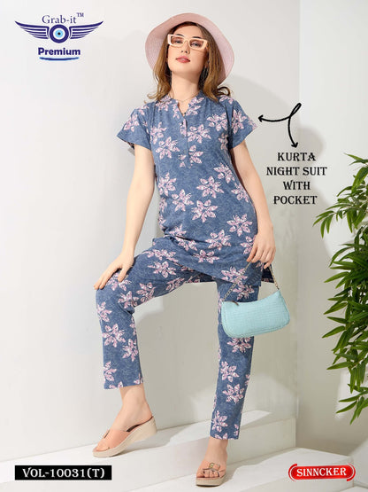 Print Vol 10031 T Grab It Sinker Kurta Night Suits Supplier Ahmedabad
