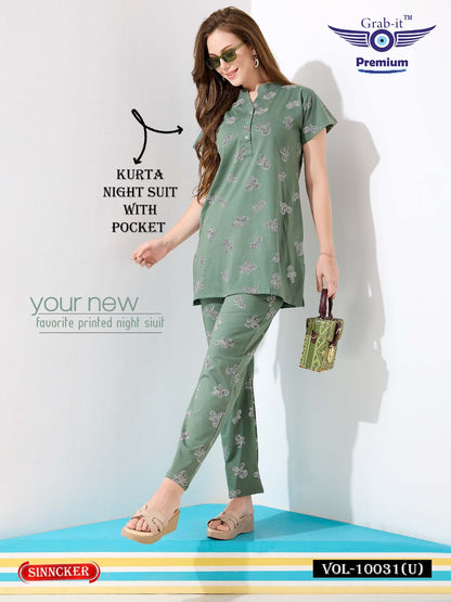 Print Vol 10031 U Grab It Sincker Kurta Night Suits Manufacturer India