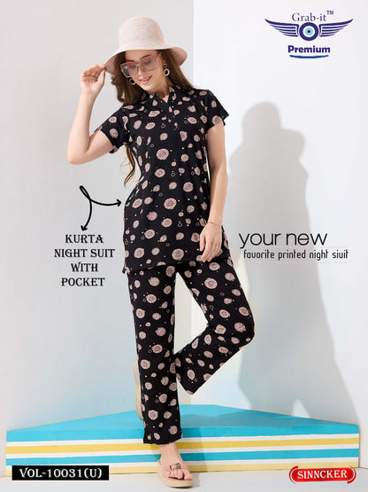 Print Vol 10031 U Grab It Sincker Kurta Night Suits Manufacturer India