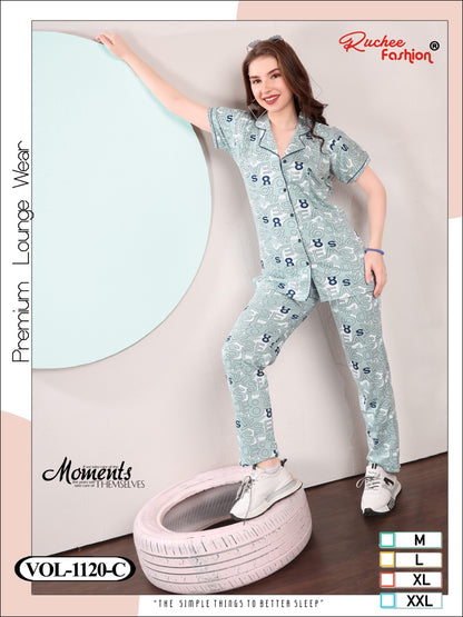 Print Vol 1120 Ruchee Fashion Sinker Collar Night Suits Supplier