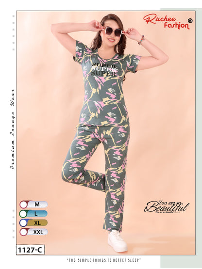 Print Vol 1127 Ruchee Fashion Sinker Pyjama Night Suits Supplier Ahmedabad
