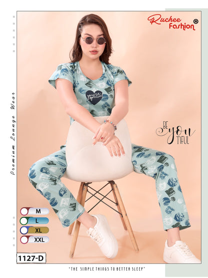 Print Vol 1127 Ruchee Fashion Sinker Pyjama Night Suits Supplier Ahmedabad