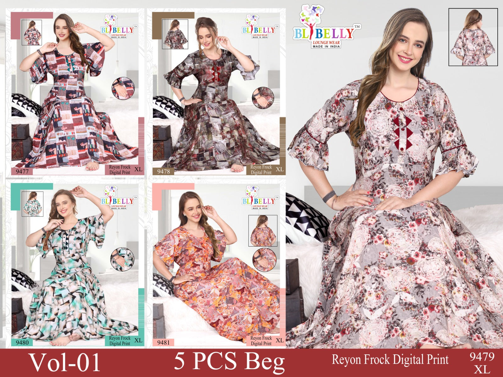 Print Vol 1 Belly Rayon 24Kg Night Gowns Manufacturer