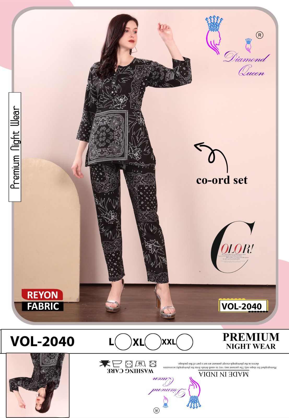 Print Vol 2037-2042 Diamond Queen Rayon Co Ord Set Wholesale