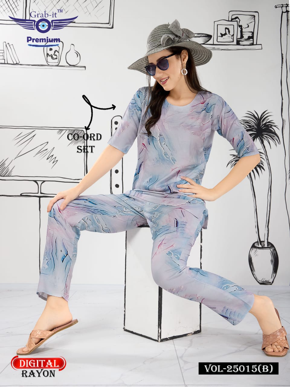 Print Vol 25015 B Grab It Rayon Co Ord Set Wholesaler