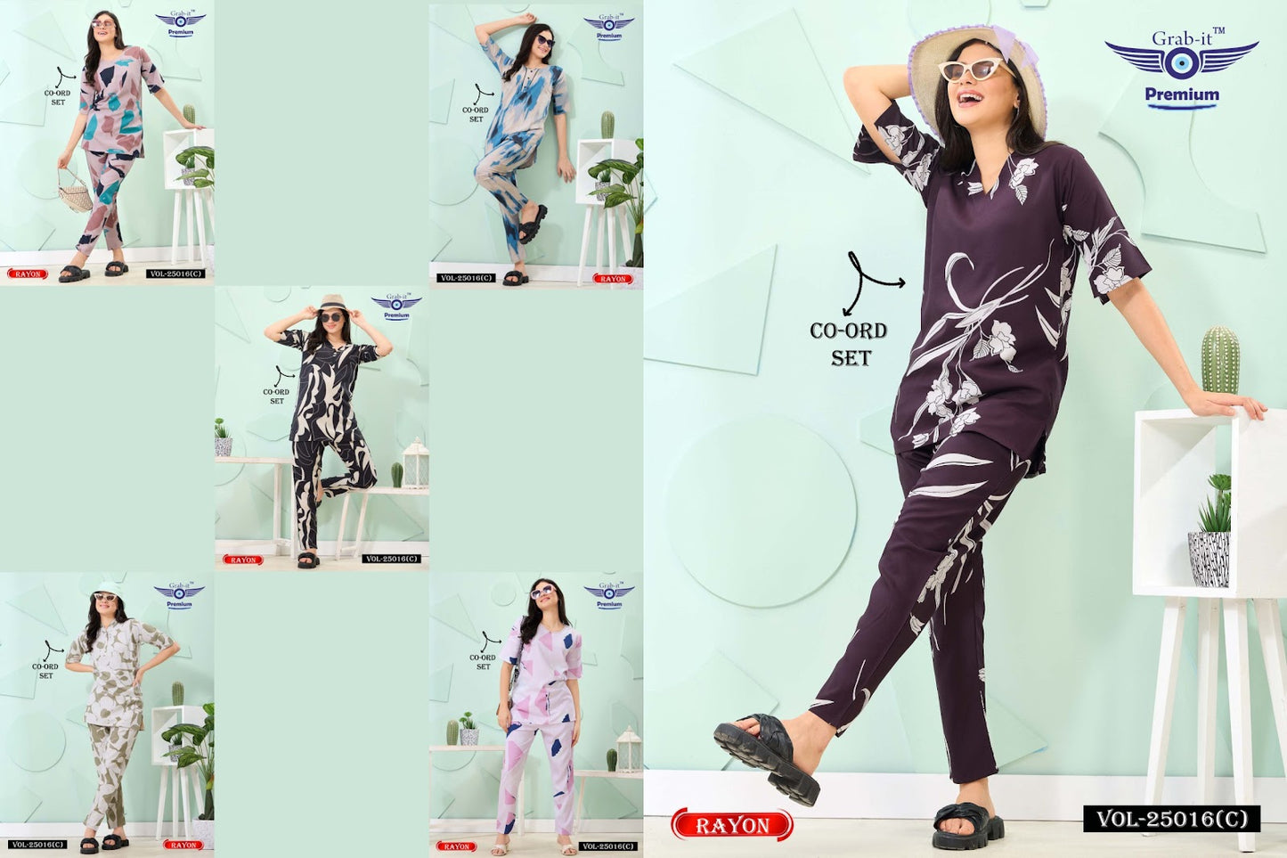 Print Vol 25016 C Grab It Rayon Co Ord Set Wholesale Price
