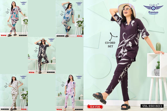 Print Vol 25016 C Grab It Rayon Co Ord Set Wholesale Price