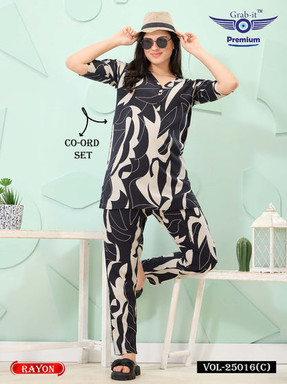 Print Vol 25016 C Grab It Rayon Co Ord Set Wholesale Price