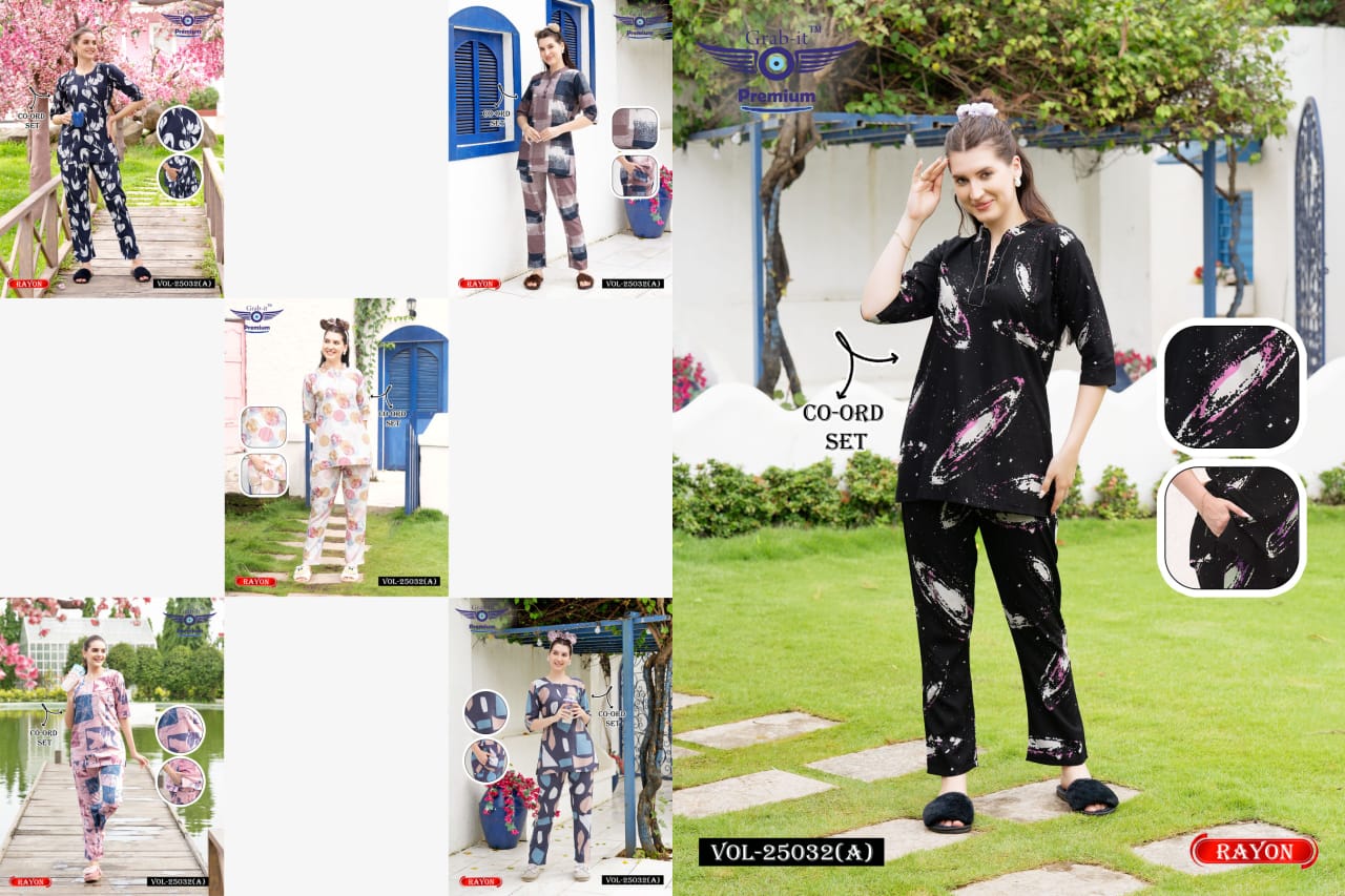 Print Vol 25032 A Grab It Rayon Co Ord Set Exporter Gujarat